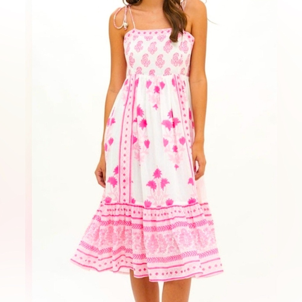 Oliphant Pink Floral Midi Dress